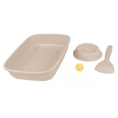 Sada WC s doplňky, béžová