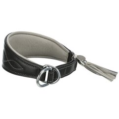 Kožený obojek ACTIVE Comfort pro chrty - černá/šedá