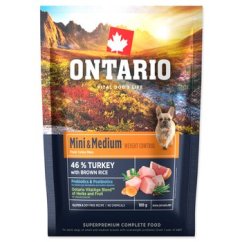 Vzorek Ontario Mini  & Medium Weight Control Turkey & Brown Rice 0,1kg