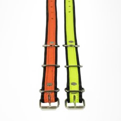 Obojek kožený s textilní vsadkou FLUO 55 x 2,0 cm