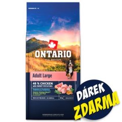 Krmivo Ontario Adult Large Chicken 12kg + 3 konzervy 400g ZDARMA