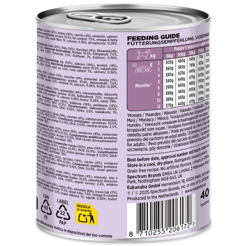 Konzerva EUKANUBA Puppy bohatá na krůtí s mrkví 400 g