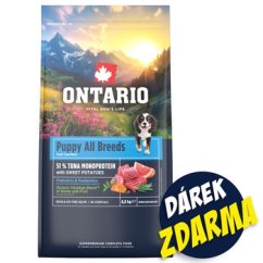 Krmivo Ontario Puppy & Junior Monoprotein Tuna 6,5kg + 3 konzervy 200g ZDARMA