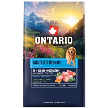 Krmivo Ontario Adult All Breeds Monoprotein Turkey & Sweet Potatoes 0,75kg