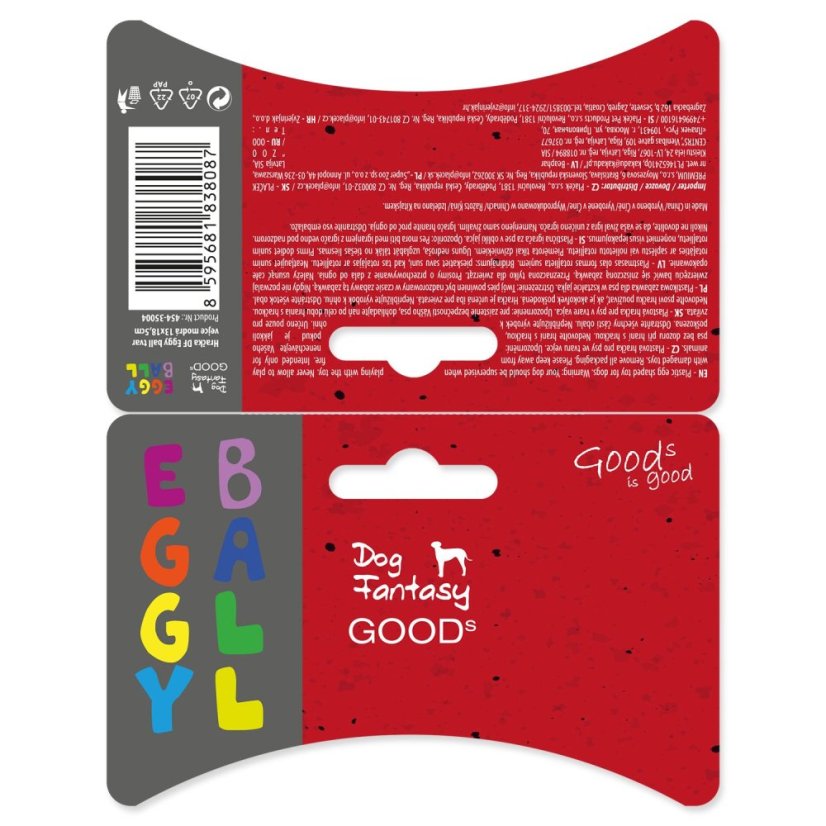 Hračka Dog Fantasy Eggy ball tvar vejce modrá 13x18,5cm