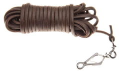 Barvářská šňůra ukončená karabinou  - 6 mm, hnědá