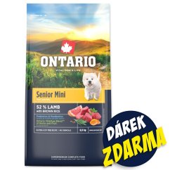 Krmivo Ontario Senior Mini Lamb  6,5kg+ 3 konzervy 200g ZDARMA