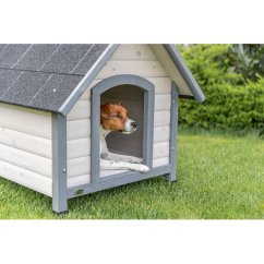 Natura bouda pro psa se sedlovou střechou, S-M: 71 x 77 x 76 cm, šedá
