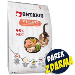 Krmivo Ontario Cat Sterilised Salmon 6,5kg + 6 kapsiček ZDARMA