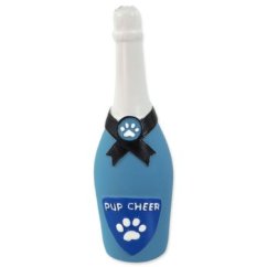 Hračka Dog Fantasy Latex láhev sekt se zvukem modrá 16,5cm