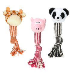 Prase, žirafa, panda lano pískací 45 cm