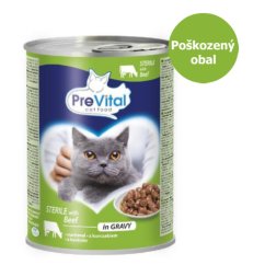 PreVital kočka sterile s hovězím v omáčce, kousky 415 g - Poškozený obal - SLEVA 15 %