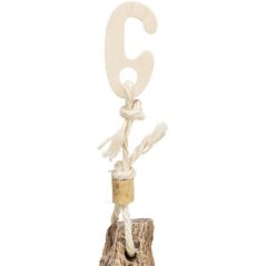 Závěsná přírodní hračka pro papoušky, mahagon/mušle, 26 cm