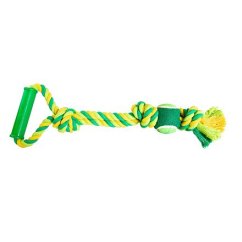 Přetahovadlo s rukojetí HipHop Dog 3 uzly, tenisák 45 cm / 310 g limetová, zelená