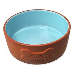 Miska Dog Fantasy keramická FOOD cihlová/modrá 13x5cm, 350ml