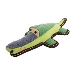 Krokodýl 30 cm, robustní aport pro psy, tkaná látka, zelená/šedá, HipHop Dog