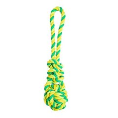 Přetahovadlo míč s uzlem bavlněné 23 cm / 90 g limetková/zelená, HipHop Dog