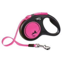 Vodítko Flexi Neon páska S růžové 5m