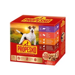 PROPESKO Dog kuřecí/jehněčí, krůta, králík s mrkví, kapsa 100 g (12 pack) 
