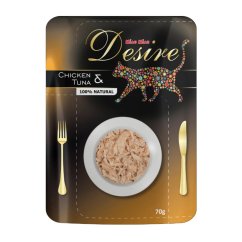 Desire premium s trhaným masem Kuře a Tuňák, kapsička 70 g