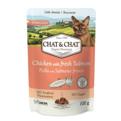 Chat & Chat Cat Sterilized Chicken with Salmon, kapsička 100 g