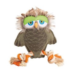 Sova na laně, 28 cm, robustní hračka pro psy, tkaná látka, HipHop Dog