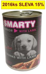 SMARTY Dog Junior Jehněčí chunks, konzerva 410 g