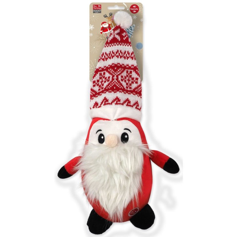 Hračka Dog Fantasy Winter Tale Santa s čepicí, pískací 40cm