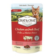 Chat & Chat Cat Adult Chicken with Beef, kapsička 100 g