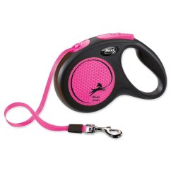 Vodítko Flexi Neon páska M růžové 5m