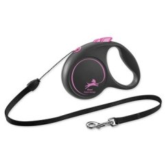 Vodítko Flexi Black Design lanko S růžové 5m