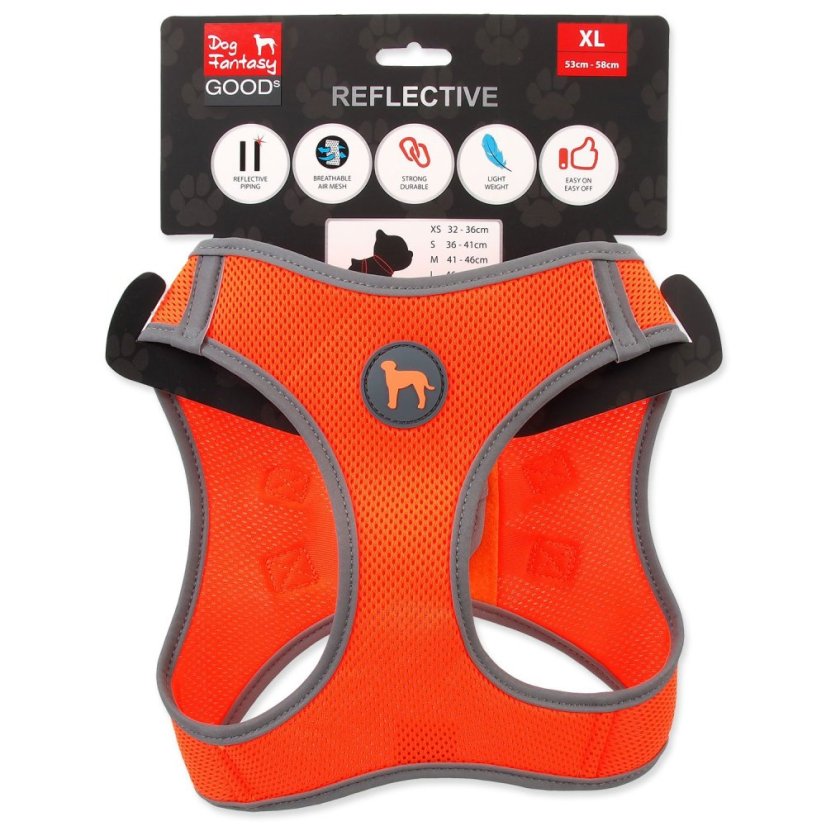 Postroj Dog Fantasy Puppy XL oranžový 53-58cm