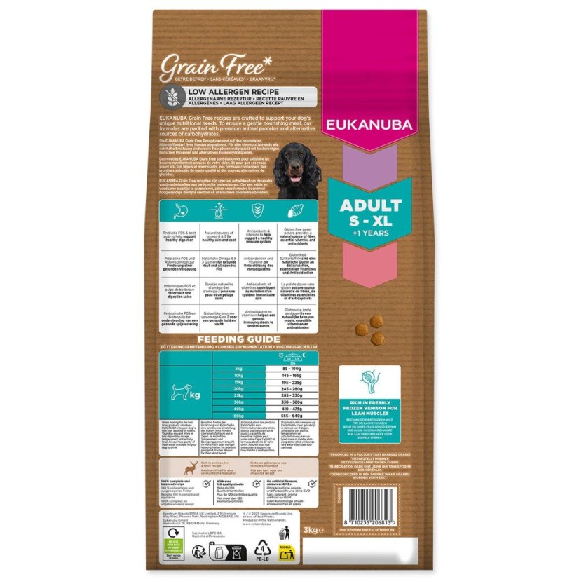 Krmivo EUKANUBA Grain Free Adult all breeds rich in venison 3kg