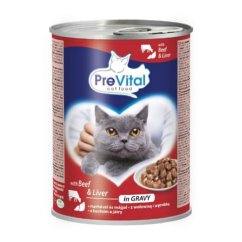 PreVital kočka s hovězím a játry v omáčce, kousky 415 g