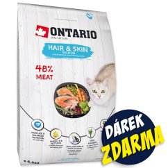 Krmivo Ontario Cat Hair & Skin 6,5kg + 6 kapsiček ZDARMA