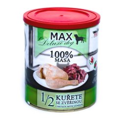 MAX Deluxe Dog 1/2 kuřete se zvěřinou, konzerva 800 g