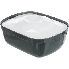 Pítko fontána Polygon, melamin/silikon, 2.5 l/ 28 × 11 × 22 cm, šedá/bílá