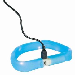 USB svítící obojek PLOCHÝ, modrý (RP 2,10 Kč)