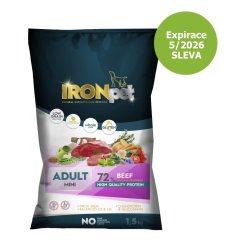IRONpet Dog Mini Adult Beef (Hovězí) 1,5 kg - Poškozený obal - SLEVA 20 %
