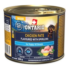 Konzerva Ontario Puppy kuřecí pate s příchutí spiruliny 200g