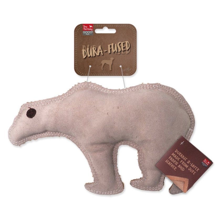 Hračka Dog Fantasy Dura-fused medvěd pískací, kůže a juta 28cm