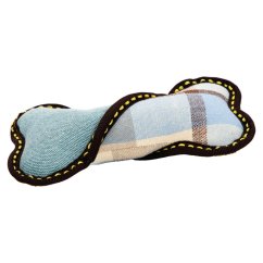 Kost 21 cm, robustní aport pro psy, modrá/žlutá, HipHop Dog