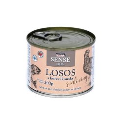 FALCO SENSE Dog losos a kuřecí kousky svaloviny, konzerva 200 g