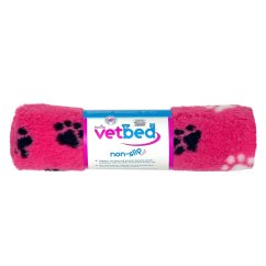 Vetbed protiskluz / Drybed růžová černé a bílé packy DELUXE 75 x 50 cm, vlas 30 mm