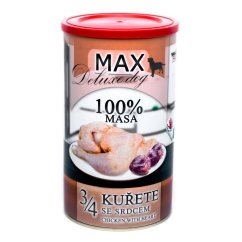 MAX Deluxe Dog 3/4 kuřete se srdcem, konzerva 1200 g