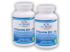 2x Vitamin D3 + K2 120 vege kapslí