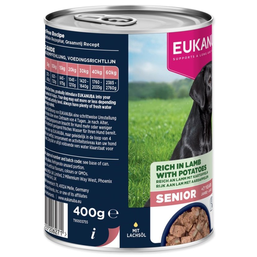 Konzerva EUKANUBA Senior bohatá na jehněčí s bramborami 400 g