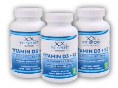3x Vitamin D3 + K2 120 vege kapslí
