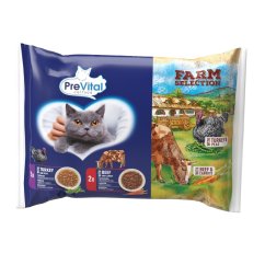 Prevital Farm Selection kočka hovězí a krůtí v omáčce se zeleninou, kapsa 85 g (4 pack)