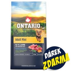 Krmivo Ontario Adult Mini Lamb  6,5kg+ 3 konzervy 200g ZDARMA